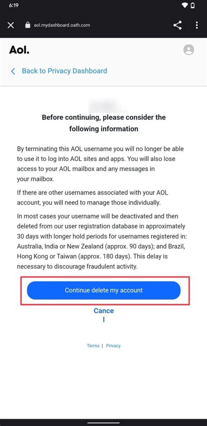 Can you delete AOL email account?