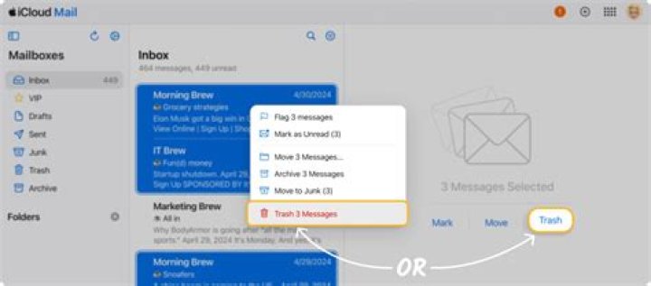 How do I permanently delete emails from iCloud?