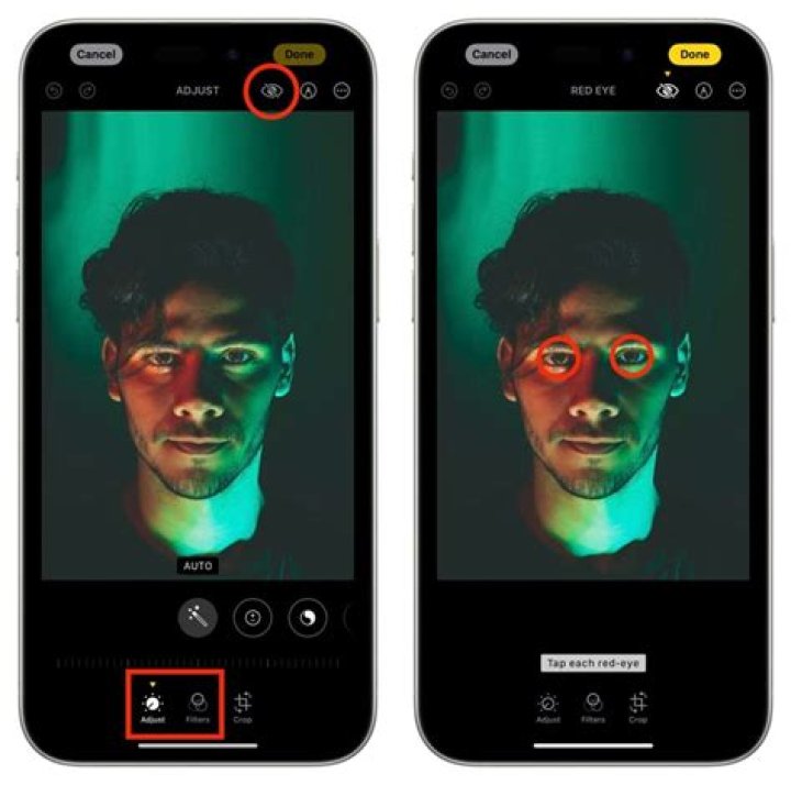 how to remove red eye on iphone 11?