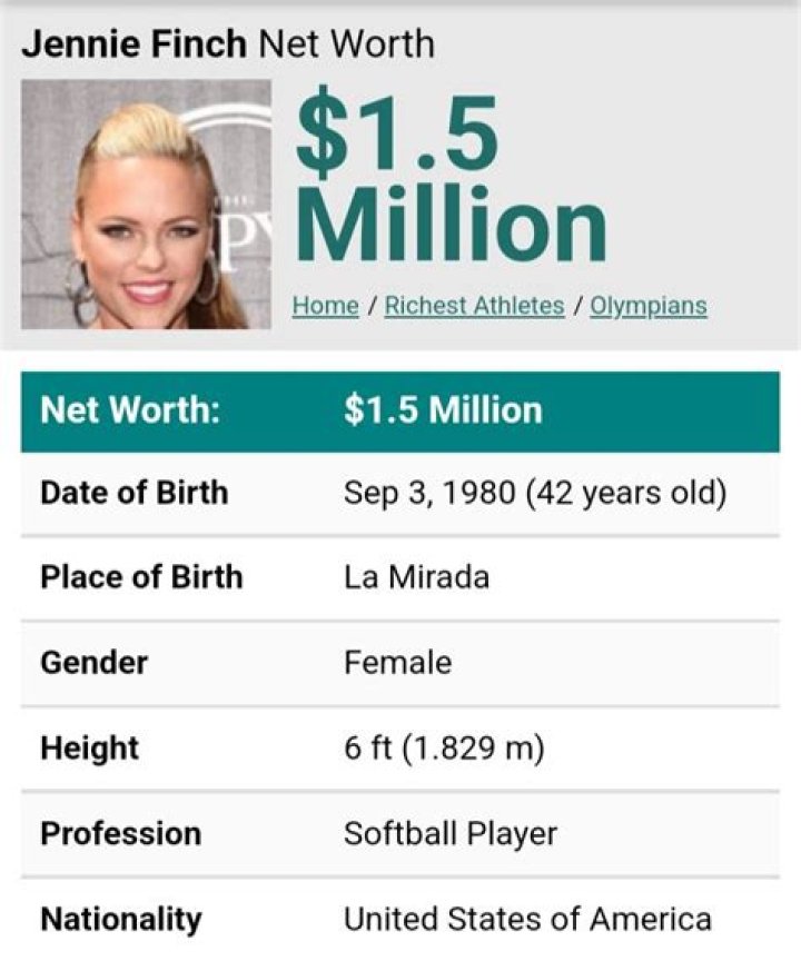 Jennie Finch Net Worth | Celebrity Net Worth